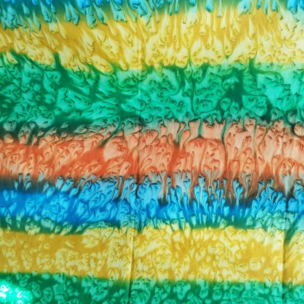 Fabric Yardage Batik Cotton Turquoise Orange Green 1.5 Yards Boho Festival DIY